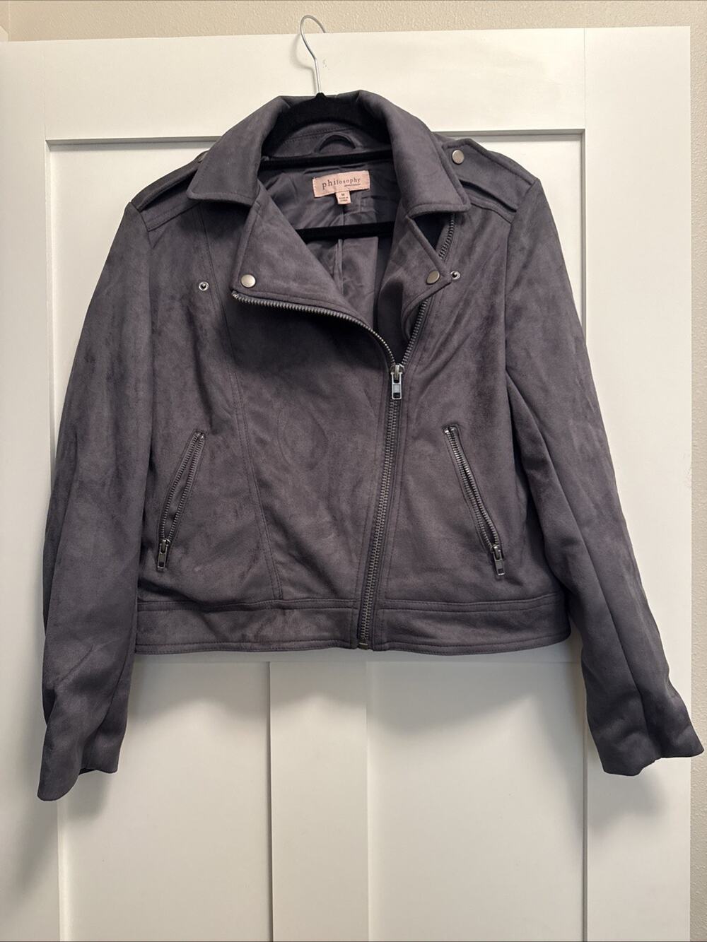 Philosophy Sueded Moto Jacket Medium EUC